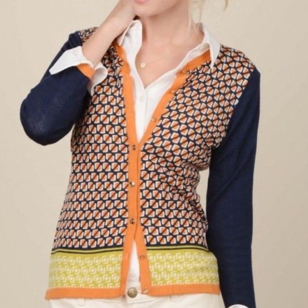 Spartina 449 Fair & Square 100% Merino Wool Cardigan Size L